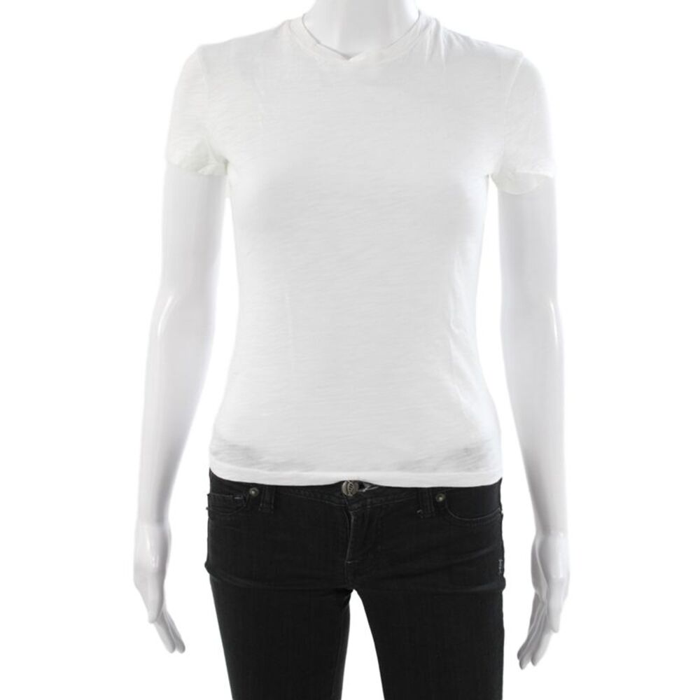 Theory Womens Basic White Crew Neck Organic Cotton T-Shirt Size PP